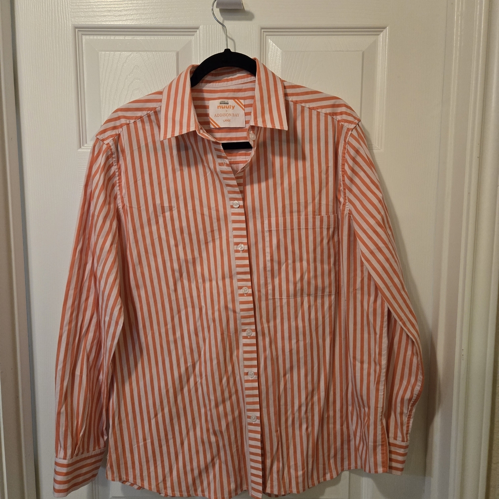 Addison Bay Women's Coral Striped Blouse - Picture 2 of 9